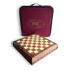 Mini Chess Board 35cm With Case - Walnut & Eco Mother Of Pearl