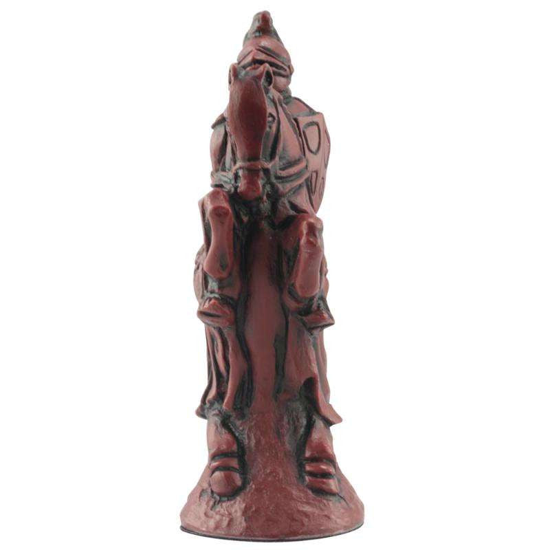 A handmade burgundy coloured chess piece depicting Sir Lancelot A.K.A Galahad, From Arthurian Legend.

One of the Knights of The Round Table, He typically featured as King Arthur's greatest champion, the lord of joyous Gard and the greatest swordsman and jouster of the age - unitl his adultery with Queen Guinevere is discovered, causing a civil war which leads to the end of King Arthurs Kingdom.