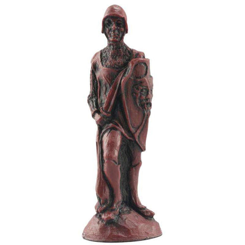 A handmade burgundy coloured chess piece of a Peasant Solider, From Arthurian Legend.