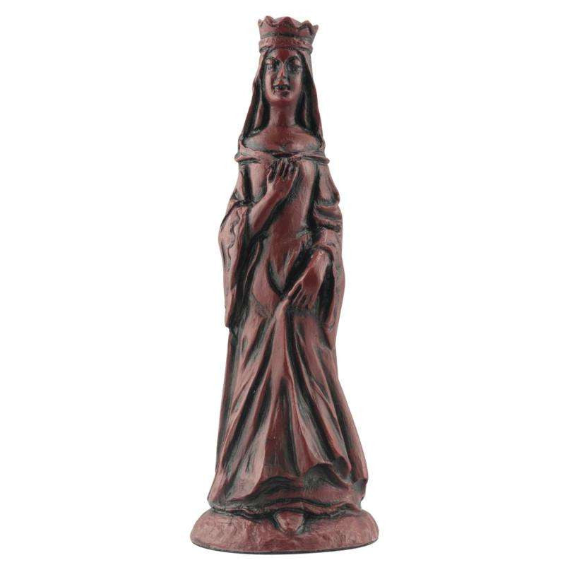 A handmade burgundy coloured chess piece depicting Queen Guinevere, From Arthurian Legend.

The wife of King Arthur who falls in love with the King’s chief Knight Sir Lancelot. Her name translated from the Welsh form means ‘white enchantress’.