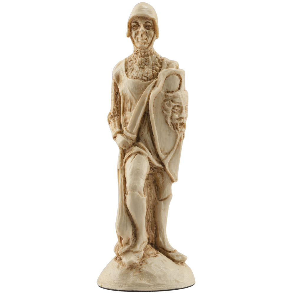 A handmade ivory coloured chess piece of a Peasant Solider, From Arthurian Legend.