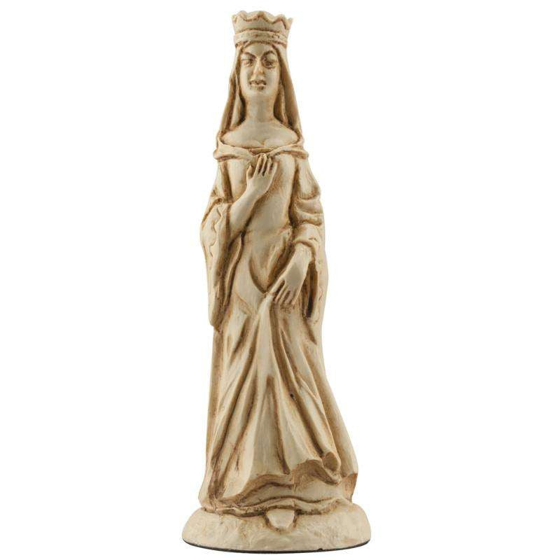 A handmade ivory coloured chess piece depicting Queen Guinevere, From Arthurian Legend.

The wife of King Arthur who falls in love with the King’s chief Knight Sir Lancelot. Her name translated from the Welsh form means ‘white enchantress’.