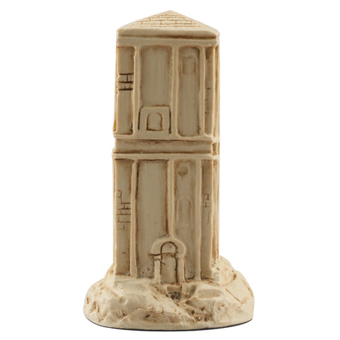 A handmade ivory coloured chess piece depicting the Castle of Camelot, From Arthurian Legend.
