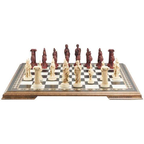 Roman - Burgundy & Ivory Chess Set