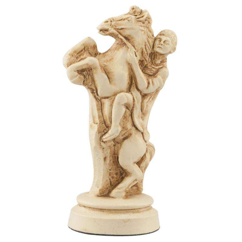 Ivory coloured themed Knight chess piece depicting a Roman Equestrian rider.