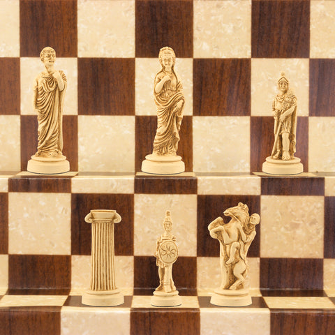 Roman - Burgundy & Ivory Chess Set