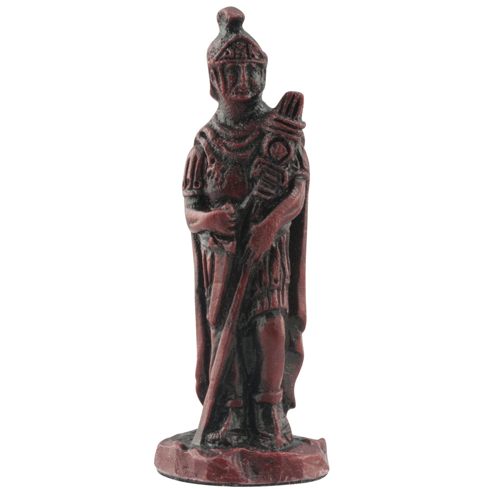 Burgundy coloured themed Bishop chess piece depicting a Roman Standard Bearer carrying the insignia of his legion.