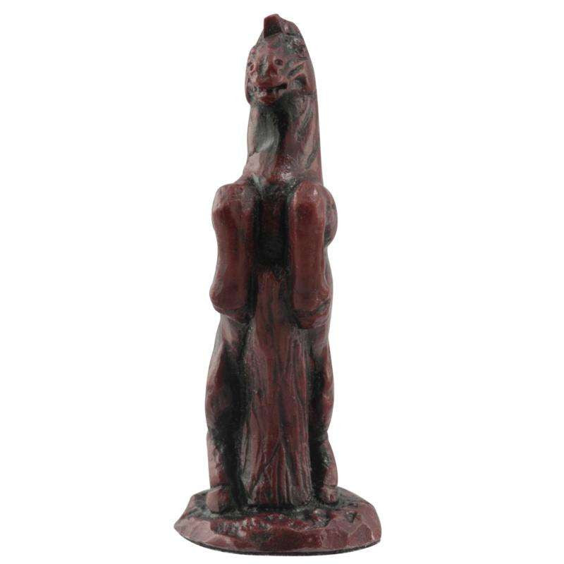 Burgundy coloured themed Knight chess piece depicting a Roman Warhorse.