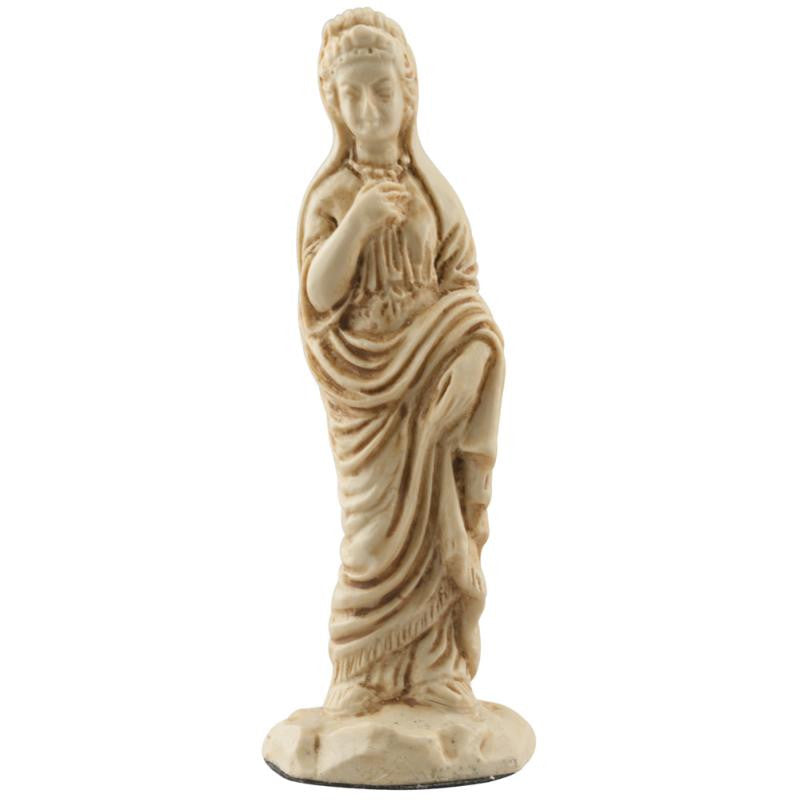 Ivory coloured themed Queen chess piece depicting a Roman lady of noble birth, wearing a Palla (The typical dress of the period.