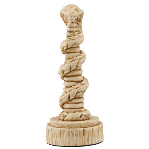 A handmade chess piece depicting a Cobra statue, the symbol of one of the earliest Egyptian deities, the goddess Wadjet, the spitting cobra, or the Uraeus also came to symbolise royalty and divinity.