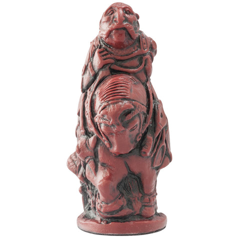 A handmade chess piece featuring the Character "The White Knight" from Alice in Wonderland.