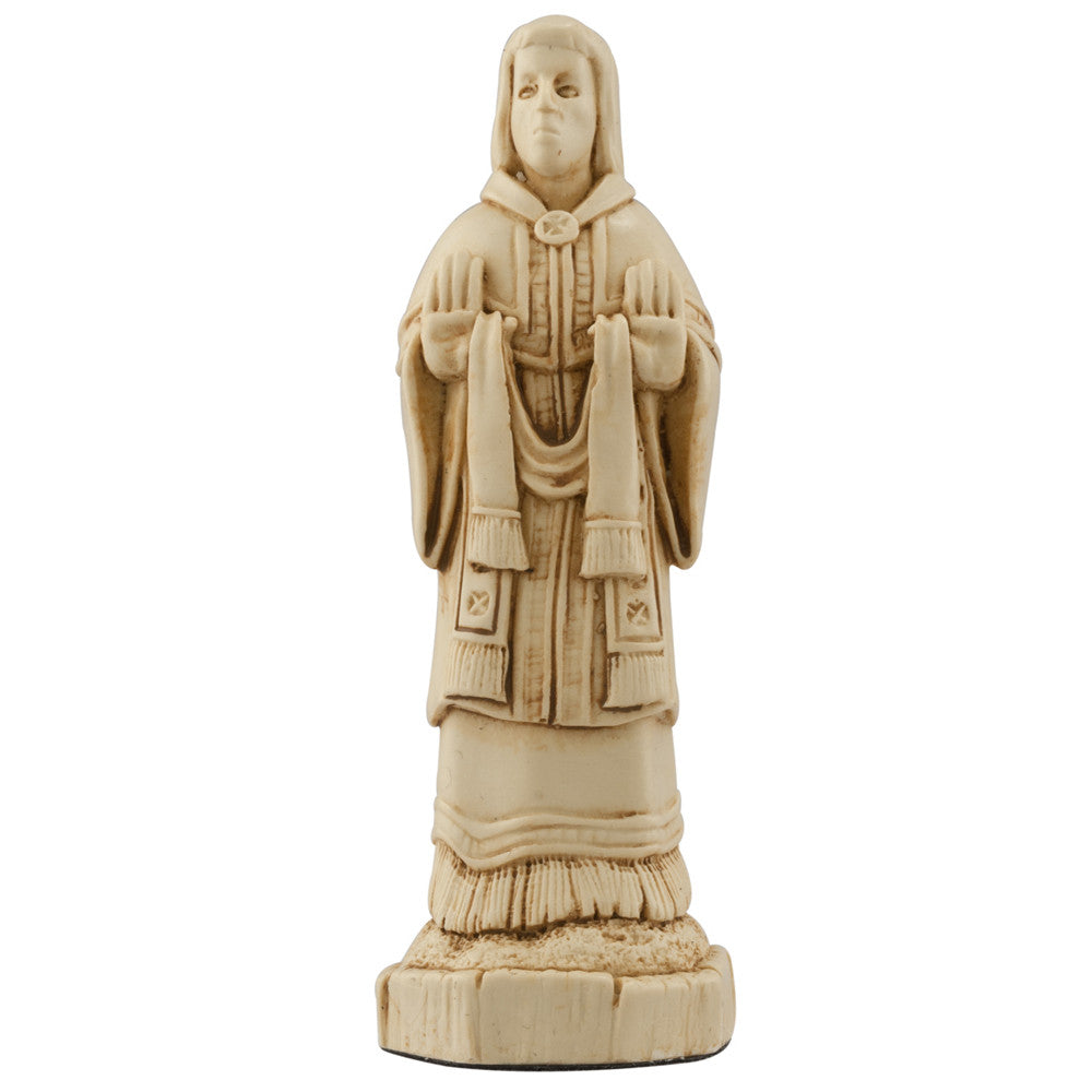 A handmade chess piece depicting an important figure from the Battle of Hastings.