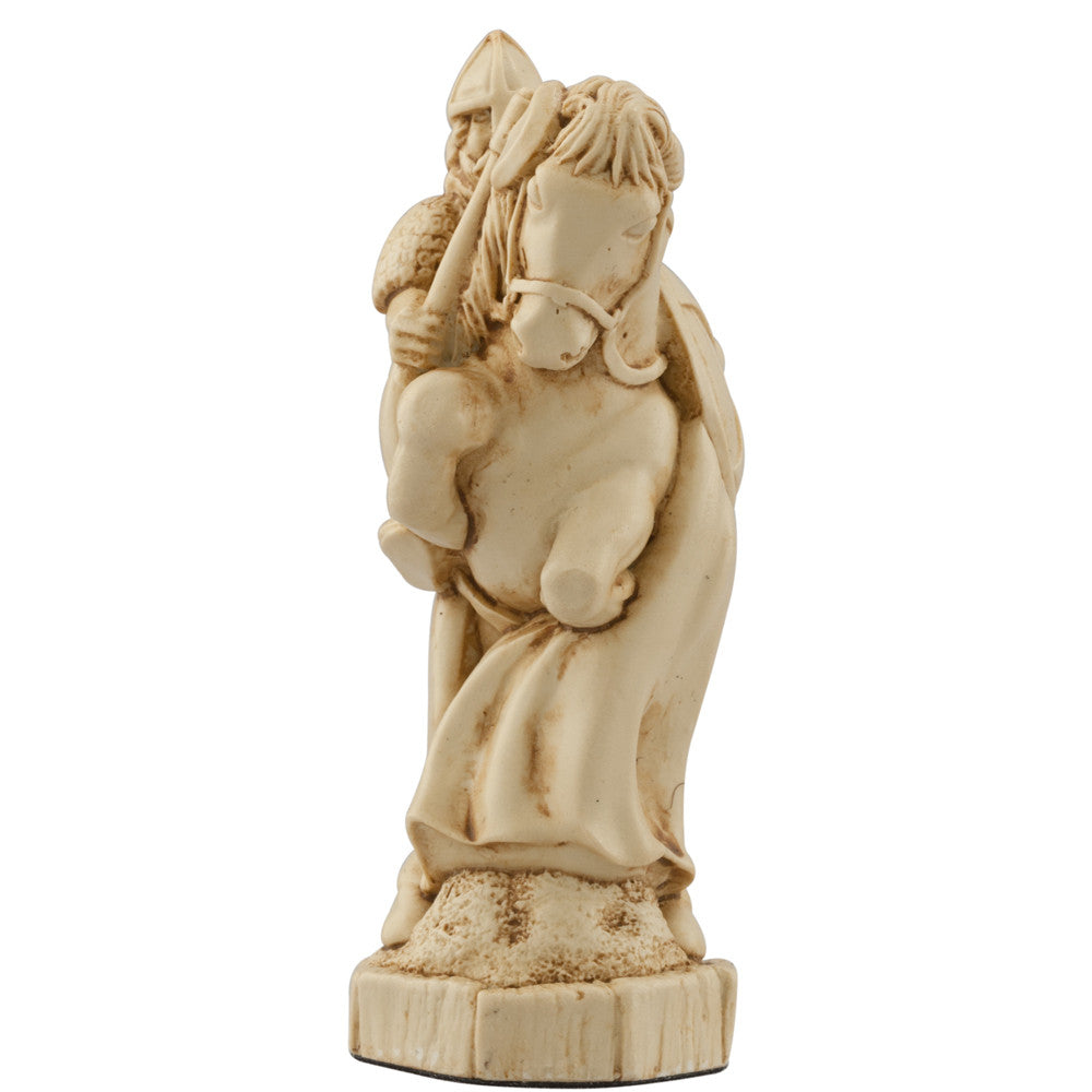 A handmade chess piece depicting an important figure from the Battle of Hastings.