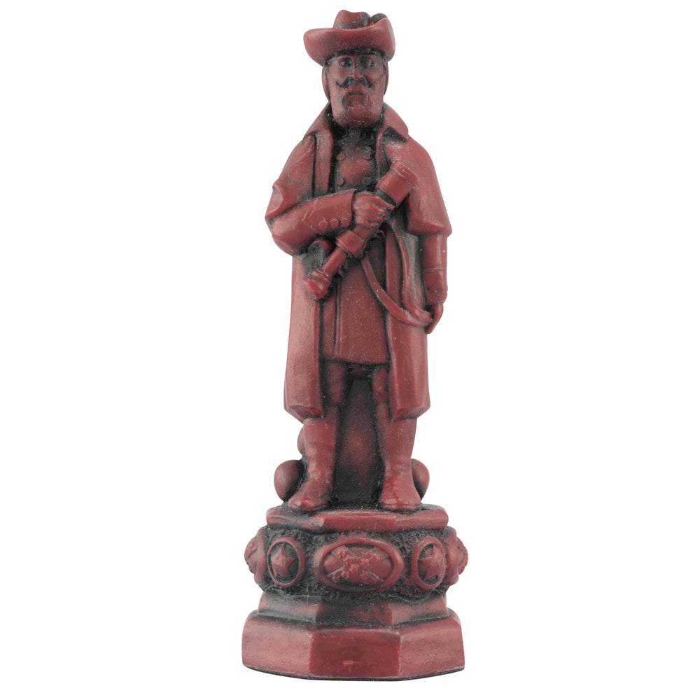 A handmade chess piece inspired by important characters from the American Civil War.