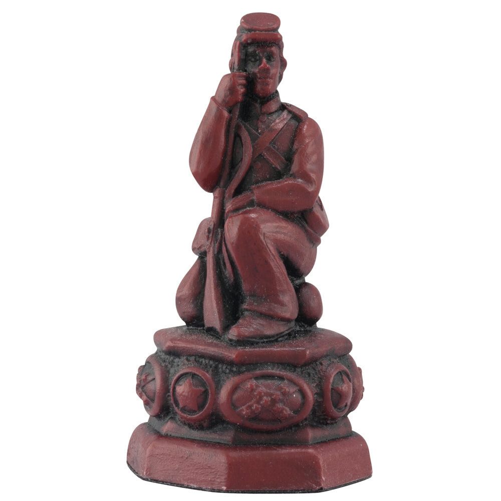 A handmade chess piece inspired by important characters from the American Civil War.