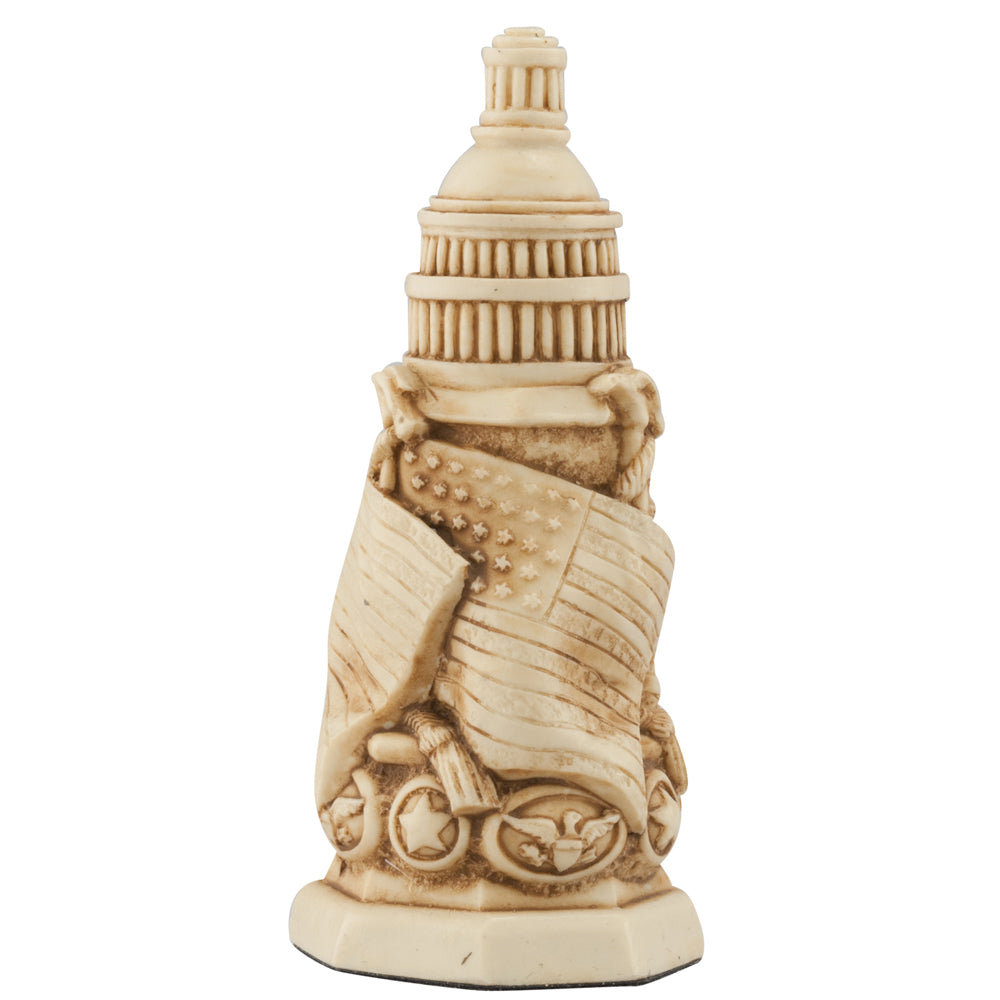 A handmade chess piece inspired by important characters from the American Civil War.