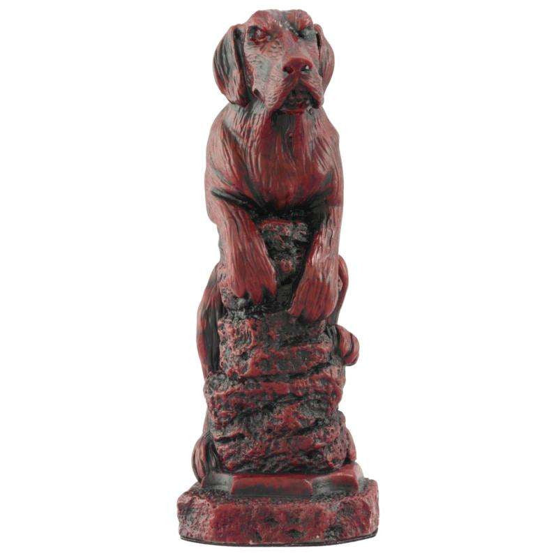Burgundy coloured themed Knight chess piece depicting The Hound of the Baskervilles, a giant and fearsome hound that, according to local legend ‘glowed in the dark’