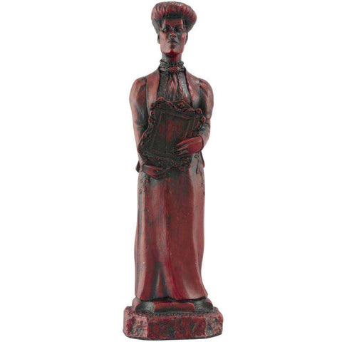 Burgundy coloured themed Queen chess piece depicting Irene Adler, this Prima Donna of the Imperial Opera of Warsaw, one time mistress of the King of Bohemia once outwitted Sherlock Holmes.