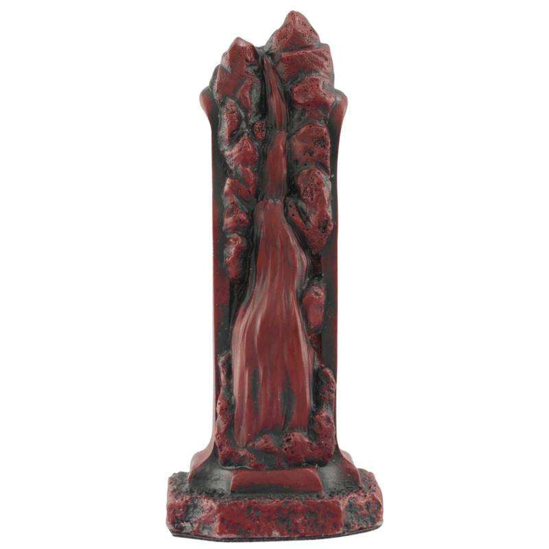 Burgundy coloured themed rook chess piece depicting Reichenbach Falls in Switzerland where Holmes and Moriarty engaged in their fight to the death.