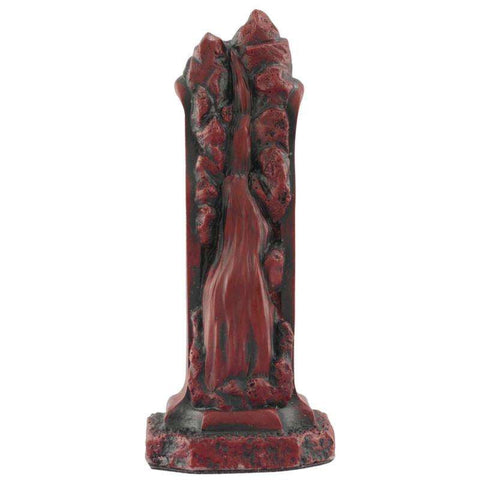 Burgundy coloured themed rook chess piece depicting Reichenbach Falls in Switzerland where Holmes and Moriarty engaged in their fight to the death.