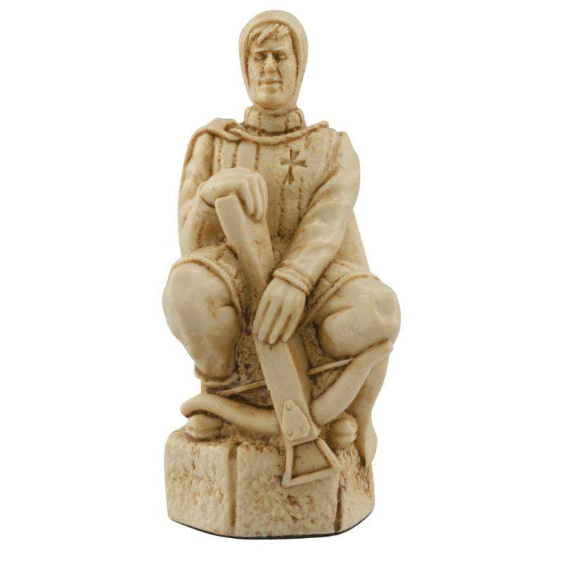 A handmade chess piece depicting a Christian Crossbow archer from the Crusades.

Probably Italian, used by Richard I in the Third Crusade. Lightly clad and un-armoured, he wears a padded gambeson or tunic for protection.