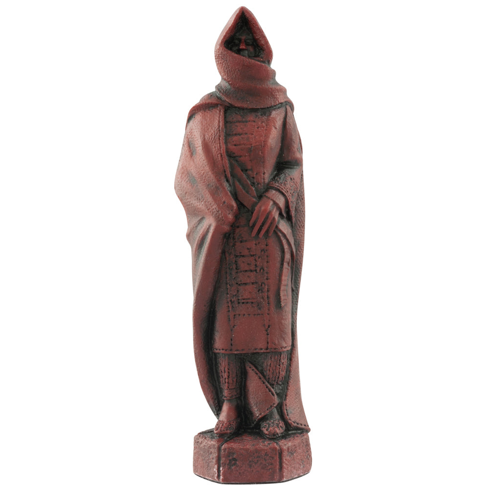 A handmade chess piece depicting a Wealthy Islamic Woman in typical garments suitable for the period.

Clothed in silk and gold braid, but very little ostentatious jewellery.