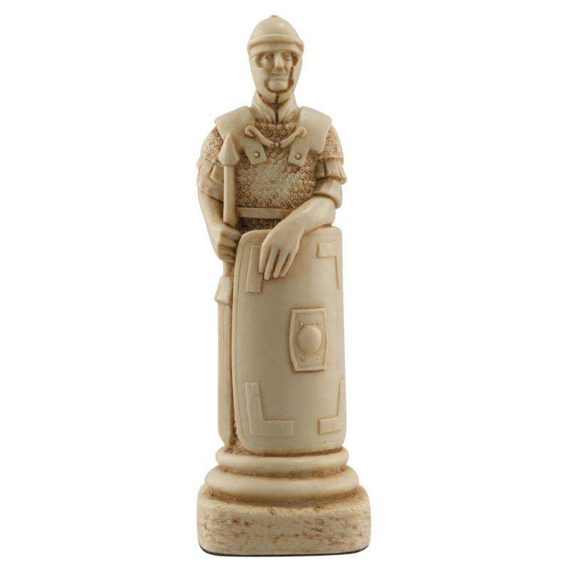 Ivory coloured themed Pawn chess piece Depicting a Roman Legionanaire.