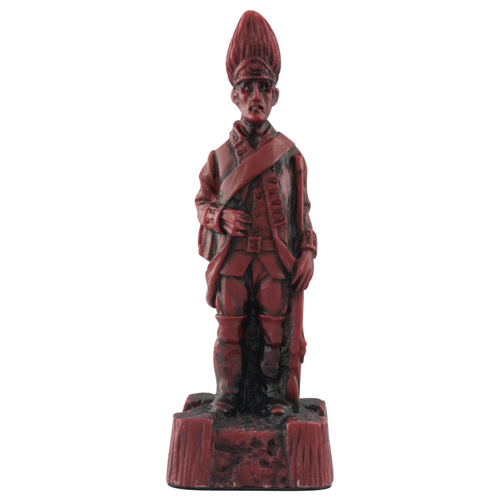 A handmade chess piece depicting an important figure from the American Revolutionary War.