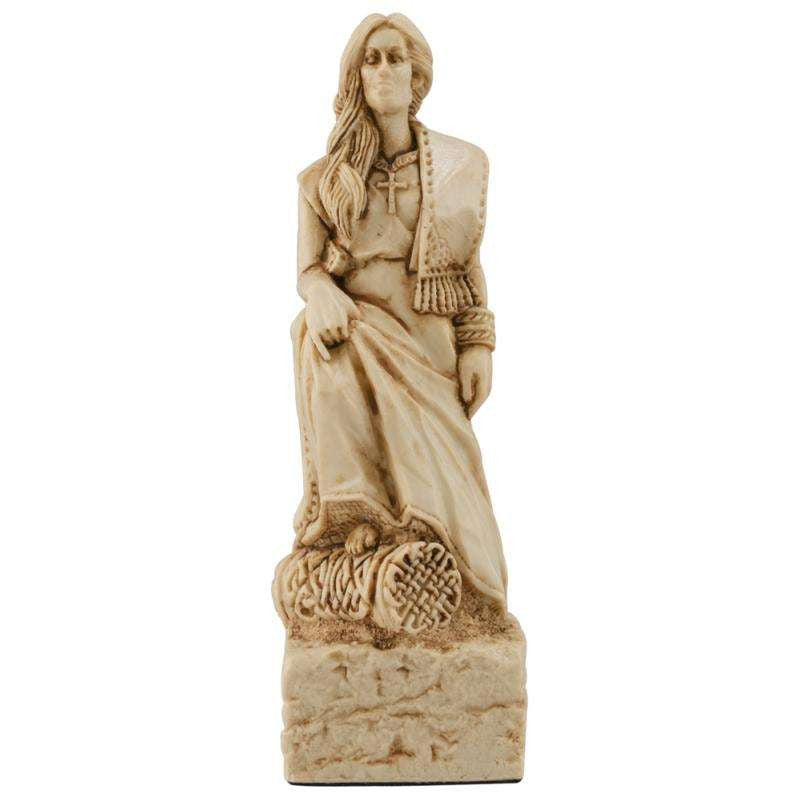 A handmade chess piece featuring a Gormlaith, King Brian Boru's Wife.