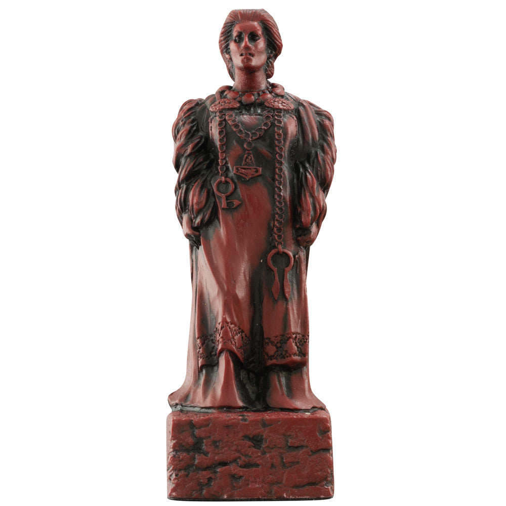 A handmade chess piece featuring a Viking Noblewoman.