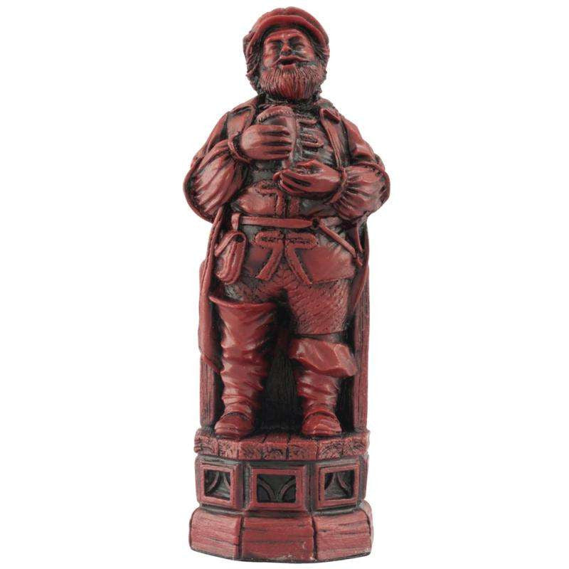 Burgundy coloured themed Bishop chess piece depicting Sir John Fallstaff, who appeared in many of Shakespeare's tales.
