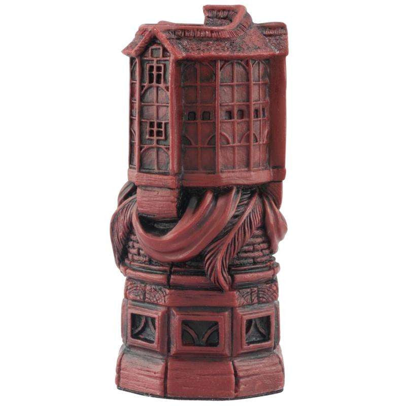 Burgundy coloured themed Rook chess piece depicting the Globe Theatre itself, where many of Shakespeare's plays were performed.