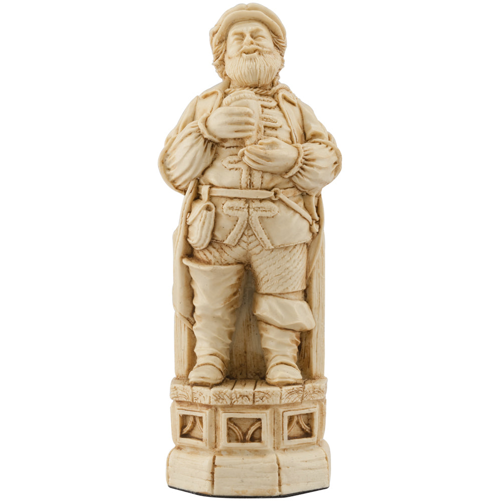 Ivory coloured themed Bishop chess piece depicting Sir John Fallstaff, who appeared in many of Shakespeare's tales.
