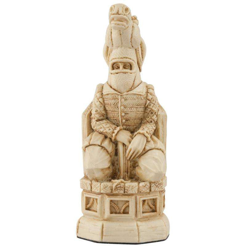 Ivory coloured themed Knight chess piece depicting Nick Bottom, from a Midsummer Knight's Dream.
