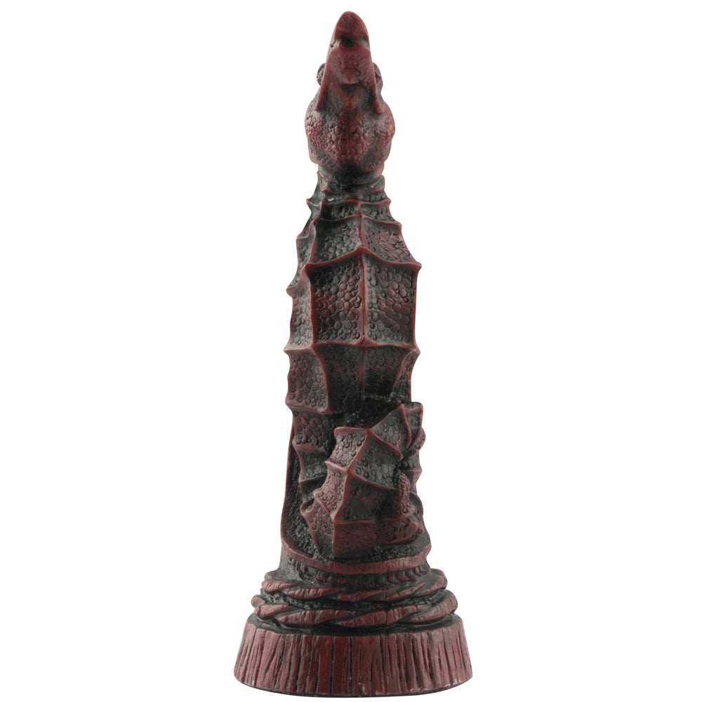 A hand made burgundy coloured Knight chess piece depicting a Sea Horse, found in many of the worlds warm and shallow oceans, it is a universally recognised symbol of the sea.