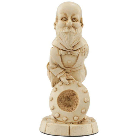Ivory coloured themed Pawn chess piece Depicting a Munchkin from the Wonderful Wizard of Oz, tipping his hat playfully.