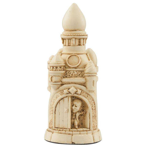 Ivory coloured themed Rook chess piece Depicting The Emerald City from the Wonderful Wizard of Oz, with the Wizard himself inside the City.