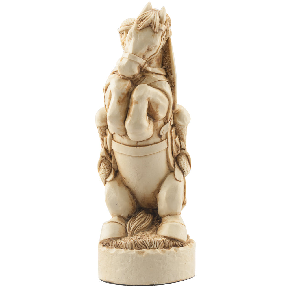 A handmade chess piece depicting an important figure from the Battle of Bannockburn.