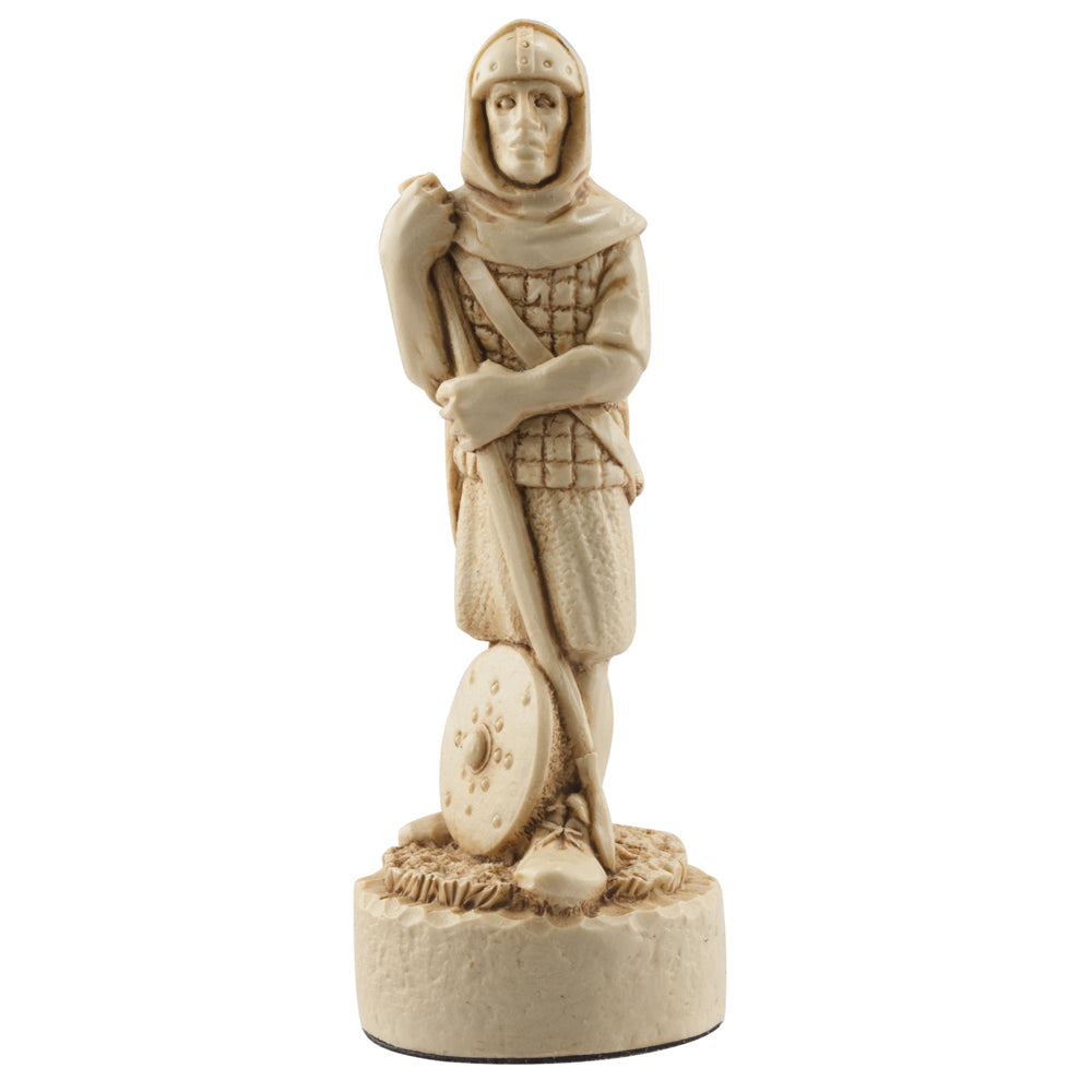 A handmade chess piece depicting an important figure from the Battle of Bannockburn.