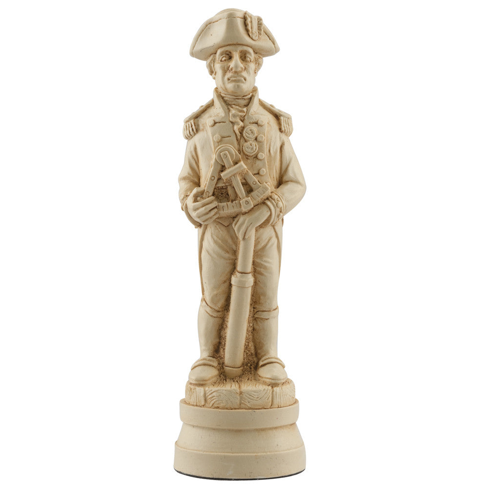 A handmade chess piece depicting an important figure from the Battle of Trafalgar.