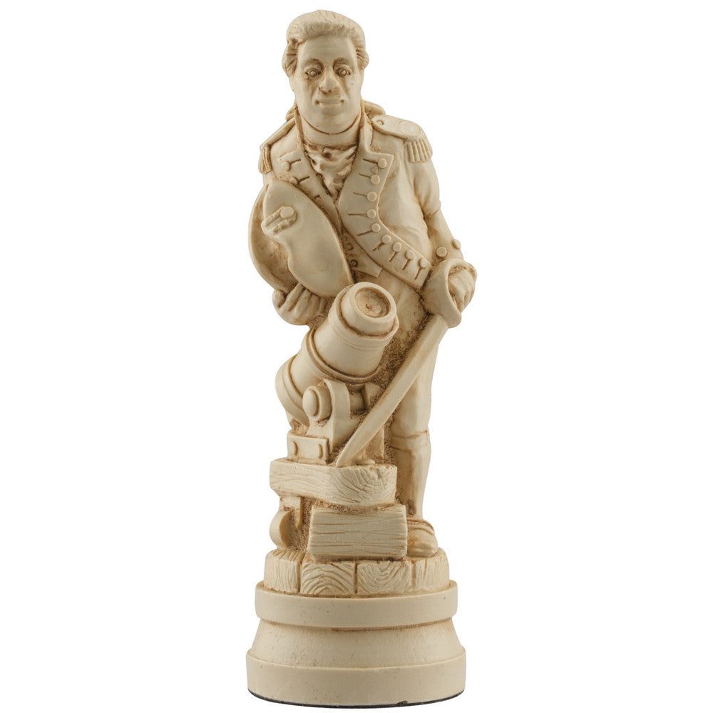 A handmade chess piece depicting an important figure from the Battle of Trafalgar.