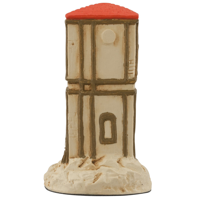 A handpainted coloured chess piece depicting the Castle of Camelot, From Arthurian Legend.