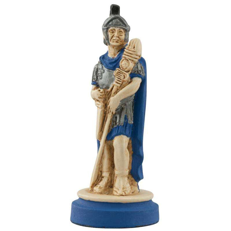 Hand painted themed Bishop chess piece depicting a Roman Standard Bearer carrying the insignia of his legion.