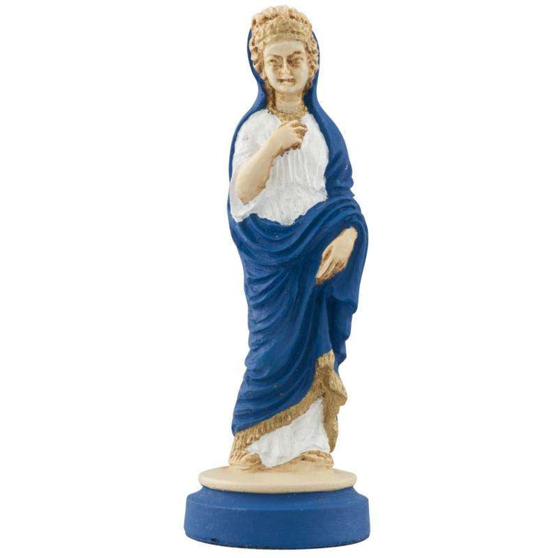Hand painted themed Queen chess piece depicting a Roman lady of noble birth, wearing a Palla (The typical dress of the period.