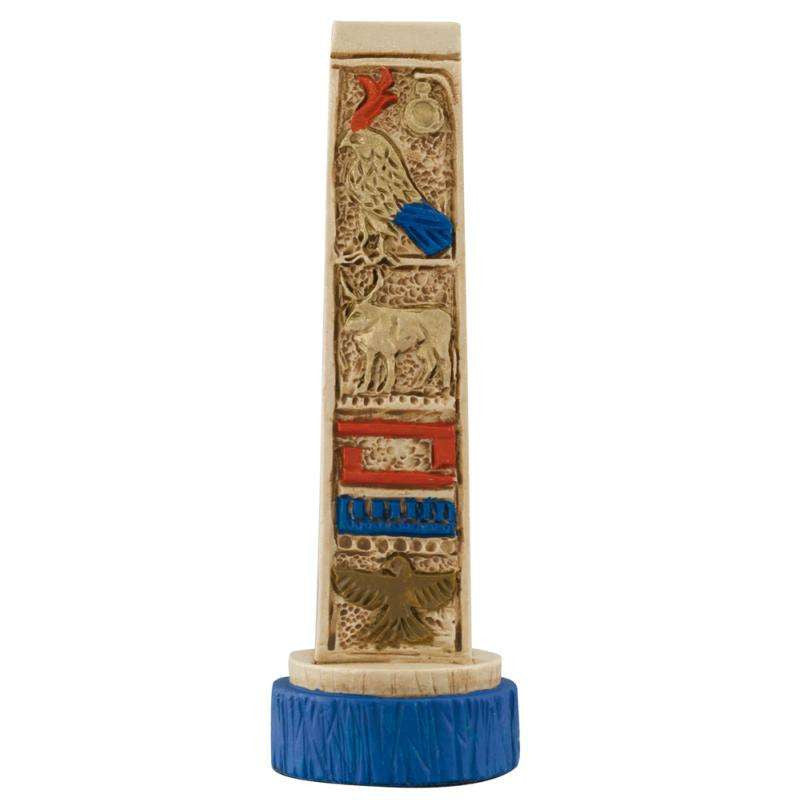 A handmade chess piece depicting an Egyptian obelisk, these symbolised the Sun God Ra and the Ancient Egyptians placed them in pairs at the
entrance to their temples.