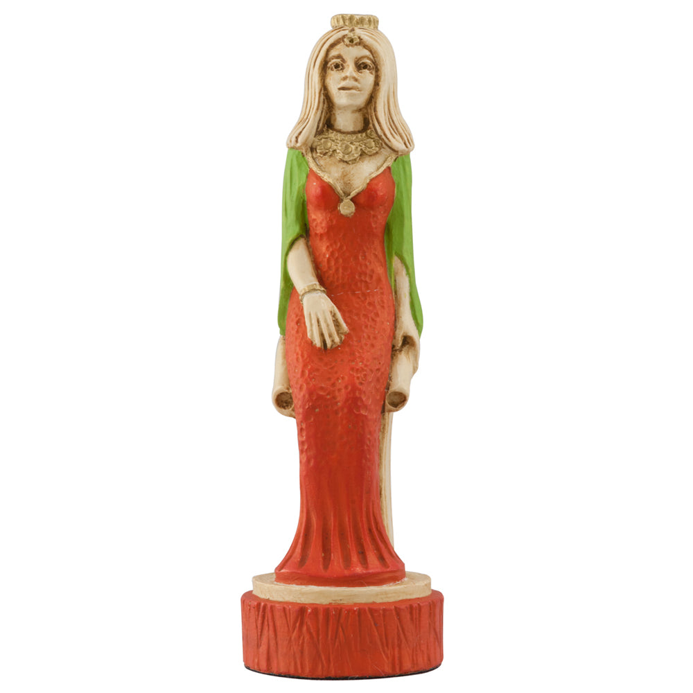 A handmade chess piece depicting Queen Nefertari, the favourite wife of Rameses II.

Nefertari’s name means 'beautiful companion'. Highly educated she could read and write hieroglyphs and was a great diplomat.
