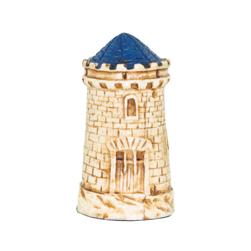 A handmade chess piece depicting Carisbrooke Castle.