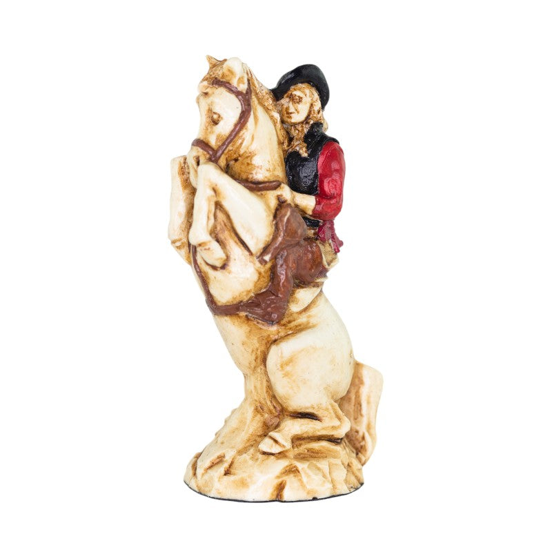 A handmade chess piece depicting a member of the Royalist Calvalry , from The English Civil War.