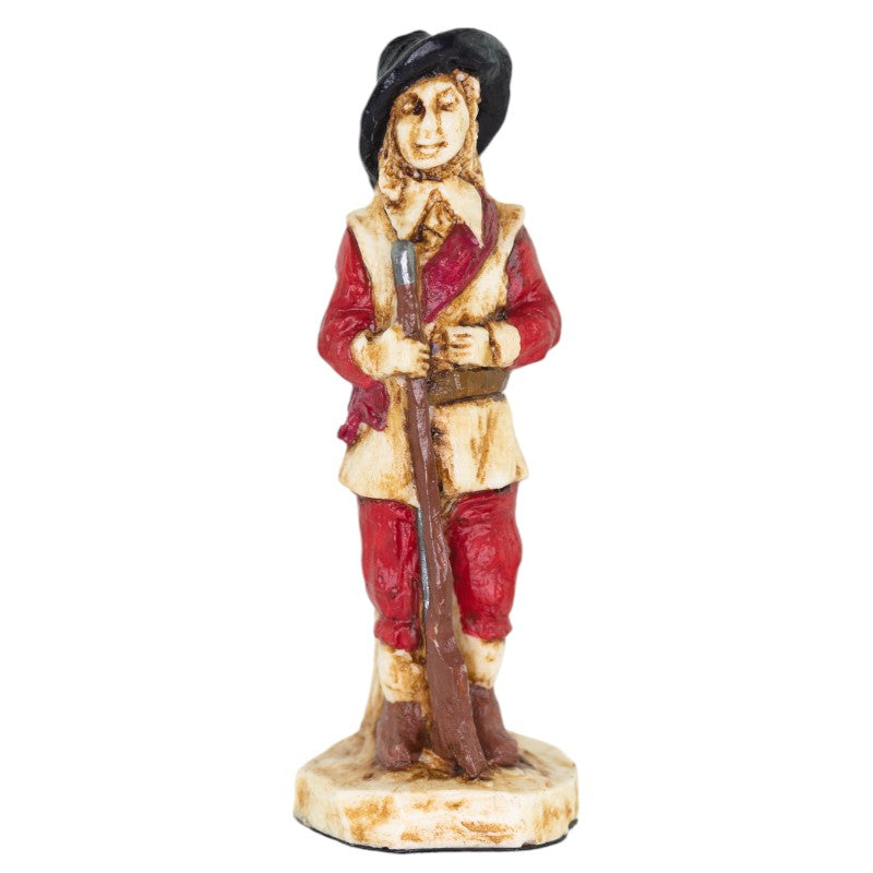 A handmade chess piece depicting a Royalist Foot Soldier from The English Civil War.