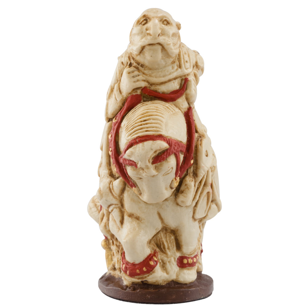 A handmade chess piece featuring the Character "The White Knight" from Alice in Wonderland.